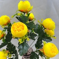 Buket Bunga Peony Buatan dari Sutra dengan Daun Hijau untuk Dekorasi Vas Rumah