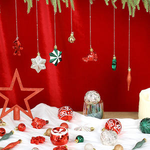 ชุดลูกบอลคริสต์มาสคลาสสิกสีแดงขาวลายเพ้นท์มือ ของตกแต่งคริสต์มาส Adornos De Navidad ลดราคาพิเศษ - Product Image 5