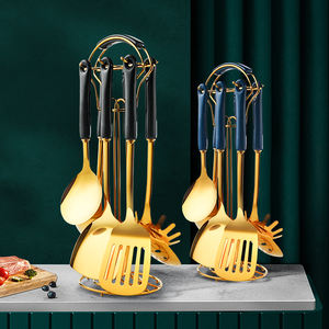 الفولاذ المقاوم للصدأ أواني المطبخ الطبخ أدوات 6 قطعة مجموعة اكسسوارات المطبخ الذهب المواقد السيراميك مجموعة وعاء مجرفة ملعقة شوربة - Product Image 2