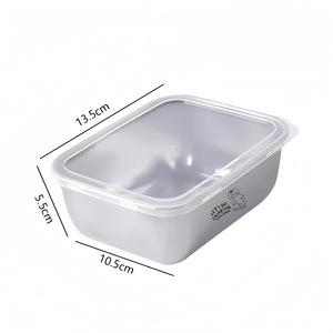 ภาชนะเก็บอาหารสแตนเลสทรงสี่เหลี่ยมพร้อมฝาปิดแบบคลิปสำหรับแคมป์ปิ้งกล่องอาหารกลางวันแบบพกพาตู้เย็นปิดผนึกป้องกันการรั่วซึม - Product Image 3