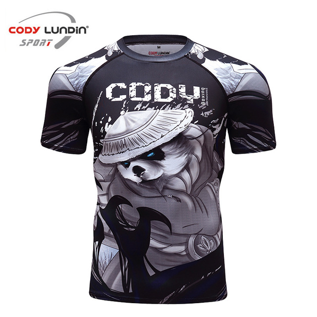 Custom Mens Bodybuilding Compression Shirt 3D Animal Pattern Short Sleeve MMA BJJ Rash Guards for Gym Fitness Weightlifting
