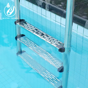Couronne d'eau en acier inoxydable main courante de sécurité antidérapante échelle durable adaptée aux accessoires de piscine de parc aquatique de piscine - Product Image 5