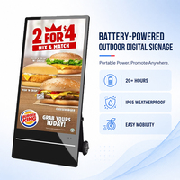 Écran LCD vertical de 43 pouces à haute luminosité, signalétique numérique, alimenté par batterie, écran publicitaire mobile