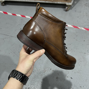 <b>Work</b> <b>Boots</b> Men Brown Leather Lace Up Ankle <b>Boots</b> Office Career Wear Abrasion Resistant Vintage Style Youth 18-40 - Product Image 4