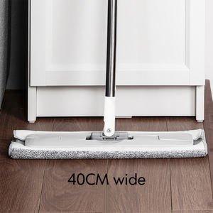 KOOCCA Vadrouille plate en microfibre 40cm de long avec manche détachable en acier Outil de nettoyage mains libres avec 4 peignes 4 clips Chiffon de vadrouille - Product Image 2