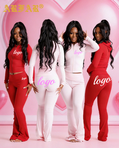 Completo Due Pezzi da <span class=keywords><strong>Donna</strong></span> Stile Y2k, Top Corto con Zip a Maniche Lunghe e Pantaloni a Zampa, Tuta da Lounge per Donne - Product Image 1