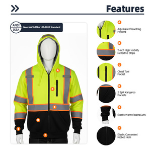 Hi Vis Construction Workwear <strong>Jacket</strong> for Men Custom Winter Waterproof Security Coat with Reflective <strong>Safety</strong> Features - Product Image 6