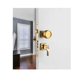 Top Quality Stainless Steel Gold (PVD)Door Handle with Lock use in Interior Bedroom Door from Indian Supplier