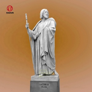Statua di san patrizio in marmo scultura religiosa scolpita a mano all'aperto - Product Image 4