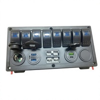 Panel Saklar Rocker 6 Gang LED Tahan Air IP65 YUCHENG, Soket Daya, Voltmeter Digital, Pengisi Daya Soket USB Ganda untuk Motorhome