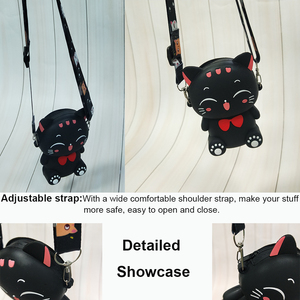 Refine Factory Cute Cat <strong>Design</strong> Fashion Food Grade Silicone Non-Toxic Waterproof Cross-Body <strong>Bag</strong> Zipper Cartoon <strong>Animal</strong> Inspired - Product Image 6