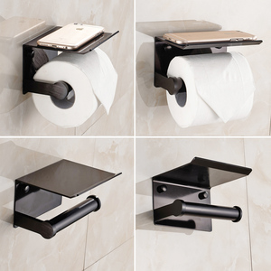 Portarrollos de papel higiénico autoadhesivo de aluminio para espacio moderno con estante Portarrollos de papel higiénico de bronce Portarrollos de papel higiénico - Product Image 4