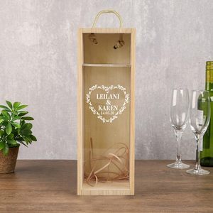 Scatola di Champagne vino <span class=keywords><strong>in</strong></span> <span class=keywords><strong>legno</strong></span> con vetro <span class=keywords><strong>per</strong></span> lo sposo della sposa scatola di fidanzamento personalizzata <span class=keywords><strong>regalo</strong></span> di san valentino - Product Image 3