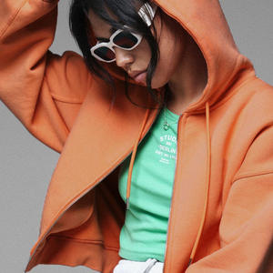 Pullover <span class=keywords><strong>oversize</strong></span> leggero con cappuccio corto <span class=keywords><strong>verde</strong></span> da donna all'ingrosso con Top corto foderato e <span class=keywords><strong>felpa</strong></span> con cappuccio stile Casual - Product Image 5