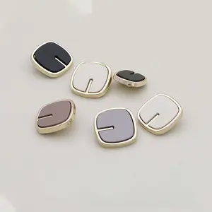 2024 New Geometric Square Personalized Black Suit Metal Button Women's Coat Button Wholesale