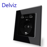 Delviz Ladeans chluss nach EU-Standard, AC 110V-250V, Überlast schutz, keine Logo-Glasscheibe, 16A-Steckdose, USB-Buchse Typ C.