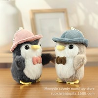 Peluche créative petit pingouin avec casquette, accessoires porte-clés unisexe pour couples avec nœud papillon, en coton PP, 11CM-30CM