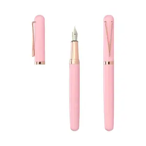 Pretty Pink color best gift for lady Promotion Custom logo luxury rose gold metal fountain pen ink