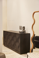 Buffet en bois noir mat simple meuble de rangement TV Entertainment Buffets en bouleau Buffets de rangement