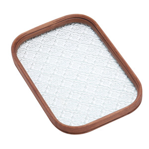 Bandeja de té de uso doméstico Vidrio y madera de inspiración china para una presentación elegante - Product Image 1