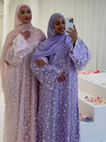 Ensemble Abaya Formelle Mexizo Brodé Floral et Perlé 2 Pièces avec Robe Intérieure pour Femmes Musulmanes – Robe de Soirée Islamique Modeste de Dubaï