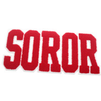 Lettres grises SOROR, patchs brodés au fer, patchs personnalisés Chenille lettre