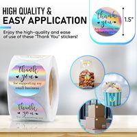 Etiquetas Adhesivas Redondas Holográficas Plateadas Brillantes con Diseño de Logotipo Personalizado al por Mayor, Etiquetas Térmicas en Rollo con Agradecimiento
