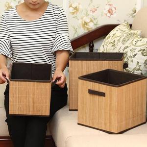 Bamboo Woven Storage <b>Basket</b> <b>Foldable</b> <b>Laundry</b> <b>Basket</b> Set For Home Organization - Product Image 3