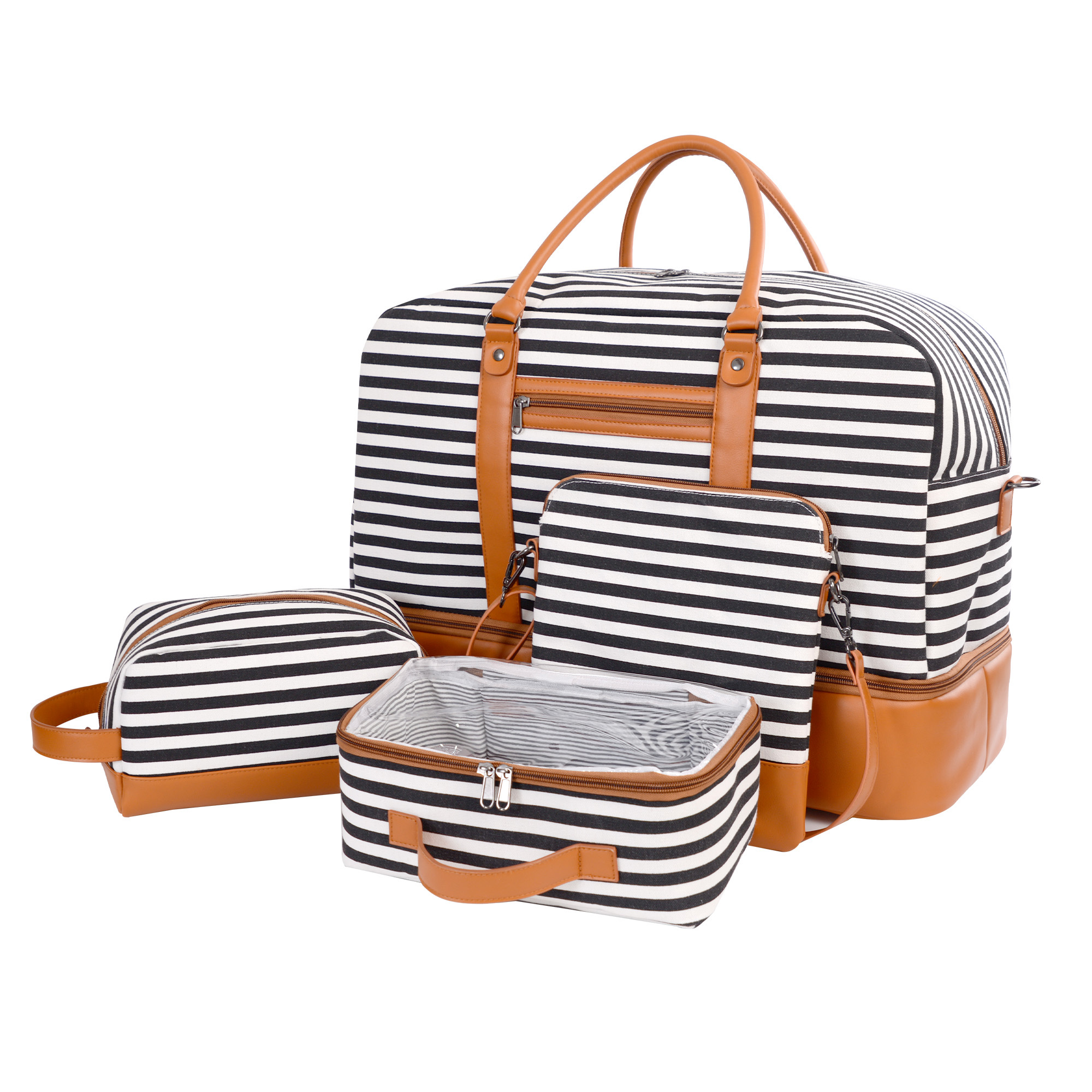 Patchwork PU Leather Travel Including Large Travel Bag