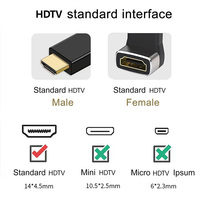 Adaptador HDTV 8K con Soporte de 90 Grados, Compatible con 8K60Hz, 4K120Hz, Conector HDTV 2.1 Macho a Hembra, para Laptop, PC, Monitor, TV, Proyector