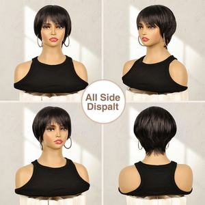 Peluca Sintética Barata FH, Pelucas de Cabello Sintético al por Mayor, Peluca Sintética Corta Natural - Product Image 4