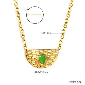 Venta al por mayor nuevo diseño joyería de moda de acero inoxidable semicírculo colorido gota de agua turquesa encanto colgante collar para niñas - Product Image 2