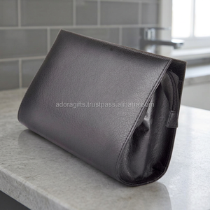 ADORA Black Genuine Leather Eco-Friendly Customizable Size Makeup <b>Cases</b> Made India 27 Years Experience Best Selling Cosmetic Bag - Product Image 3