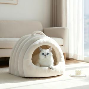 Cama para gatos de felpa, casa interior cerrada para mascotas, cueva suave y cálida para perros y gatos, cama portátil acogedora para dormir para mascotas pequeñas - Product Image 6