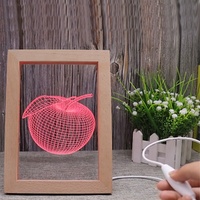 Cadre photo en bois RGB 7 couleurs LED pour affichage de lampe de nuit 3D Affichage de photos d'amis de familles