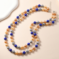 Collier multi-couches en fausses perles tendance pour femme, longue chaîne simple pour pull, accessoires vestimentaires, vente en gros de perles multi-couches