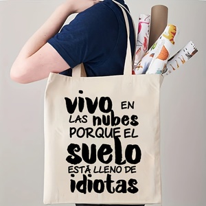 <span class=keywords><strong>Bolsa</strong></span> <span class=keywords><strong>de</strong></span> lona con diseño <span class=keywords><strong>de</strong></span> cita humorística en español, ligera y espaciosa - Product Image 5