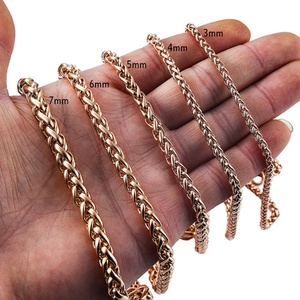 Wholesale 4-8mm Waterproof Stainless Steel Gold Plated Wheat <b>Chain</b> <b>Necklaces</b> for Anniversary Occasion Unisex - Product Image 3