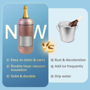 Portable 750ml Champagne Isolateur Double Paroi Isolé Sous Vide Bouteille De Vin Refroidisseur Pas De Glace Nécessaire Vin Refroidisseur Manches - Product Image 6