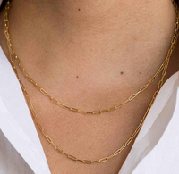 Bijoux minimaliste en argent Sterling 925 14K, plaqué or 18K, collier délicat, Mini chaîne pour collier en forme de trombone, chaînes pour filles, 1 pièce