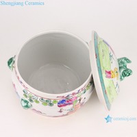RYZG32 Jingdezhen – pot en porcelaine peint à la main avec motif de tête de lion rose pour décoration de la maison