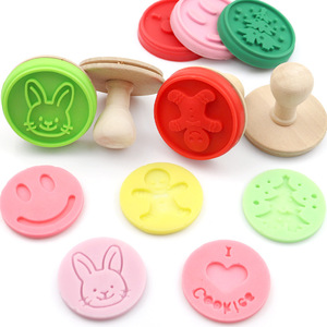 HY silikon kurabiye damgası kesici DIY pasta kek çerez mühür kalıpları ahşap saplı bisküvi baskılar kalıpları - Product Image 1