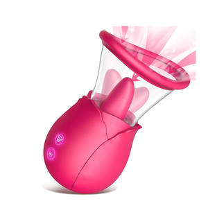Vibrador 3 en 1 con Forma de Rosa, Estimulador de Clítoris con Succión y Lamido, Juguete Sexual con Alimentación USB para la Masturbación Femenina - Product Image 1