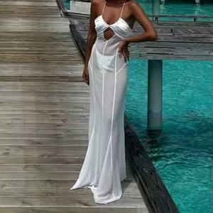 Nouvelle arrivée, prix bas, robe en satin de haute qualité, robe de soirée sexy sans manches, dos nu, maxi, haut de gamme pour femmes - Product Image 3