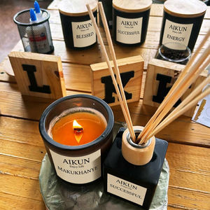 AIKUN Handmade Custom Premium 120 Days Long Lasting Soy Wax <b>Reed</b> <b>Diffuser</b> Scented Candle Set <b>for</b> Bedroom Living Room Villa Home - Product Image 1