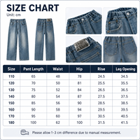 Jeans en denim à jambe large pour enfants, taille élastique, délavage vintage, coupe ample, pantalon baggy pour tout-petits garçons et filles, tenue décontractée pour la rentrée scolaire
