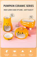 Baignoire en céramique artisanale en forme de citrouille d'Halloween, facile à nettoyer, avec abri et support pour bouteille d'eau, pour hamster, petaur d'Inde, écureuil volant