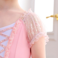 Tutú de Ballet para Niñas, Leotardo con Mangas Abullonadas, Tirantes Cruzados y Lentejuelas, Vestido de Princesa para Danza, para Niñas Pequeñas, Actuaciones en Escenario y Clases de Danza