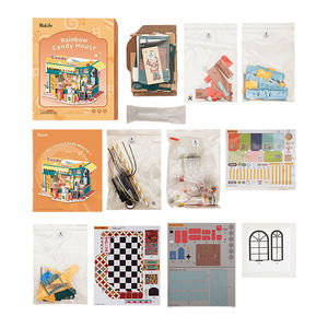 Kit de puzzle Robotime Rolife Diy DG158 <span class=keywords><strong>Maison</strong></span> de bonbons arc-en-ciel, <span class=keywords><strong>maison</strong></span> de poupée miniature en bois 3D faite à la main - Product Image 4