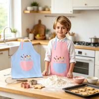 Set 2 Apron Pinggang Anak Bahan Polyester Heavy Duty dengan Kantong untuk Melukis, Memasak, Memanggang, Berkebun, Kerajinan, Seni (Usia 7-13)